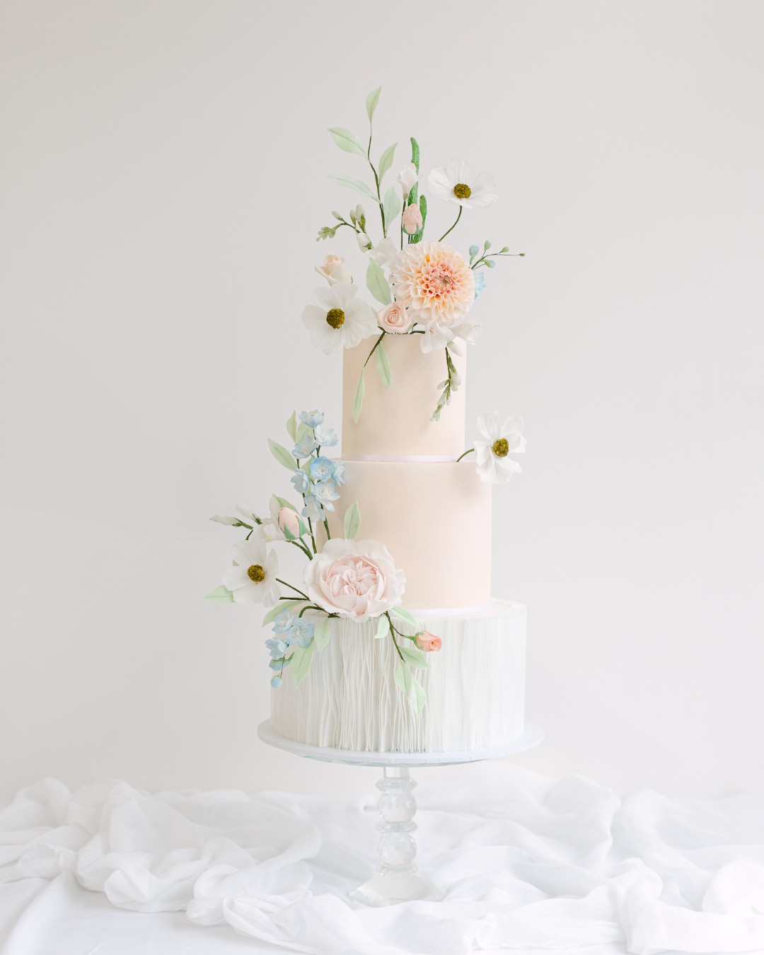 PeachFloral_WeddingCake_IcedInnovations